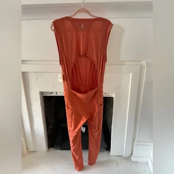 FP Movement Free People Off To The Races Jumpsuit Onesie Orange Small - Picture 7 of 7